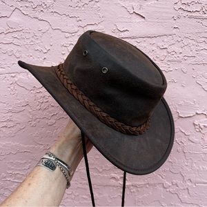 Barmah Australian Hat Squashy Saddler Leather Brown Size Large